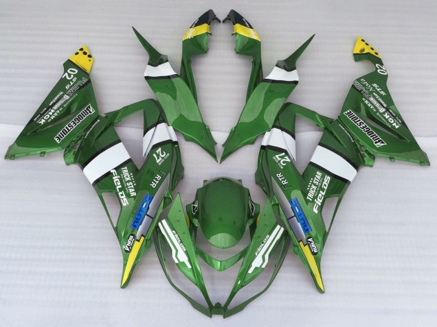 Kawasaki ZX6R Motorrad Verkleidung 2013-2018 - Grun Gelb Blau Weiss