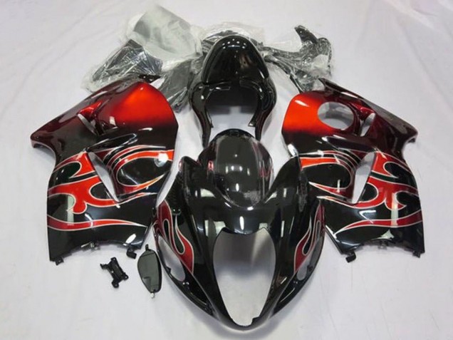 Suzuki GSXR1000 Motorrad Verkleidung 1996-2007 - Glanzendes Schwarz Rot Tribal