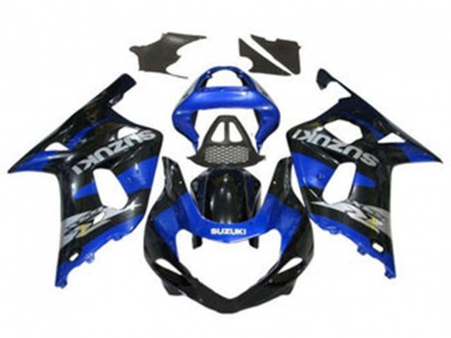 Suzuki GSXR1000 Motorrad Verkleidung 2000-2002 - Blau Glanzendes Schwarz Chrome