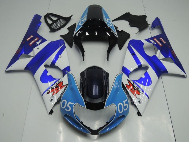 Suzuki GSXR1000 Motorrad Verkleidung 2000-2002 - Blau Weiss Glanzendes Schwarz und Hellblau 05