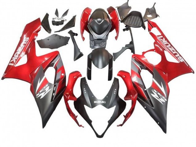 Suzuki GSXR 1000 Motorrad Verkleidung 2005-2006 - Matt Schwarz Rot