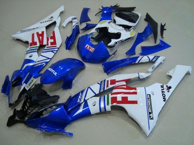 Yamaha YZF R6 Motorrad Verkleidung 2008-2016 - Weiss Blau Rot Fiat Motul Michelin
