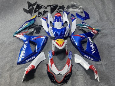 Suzuki GSXR 1000 Motorrad Verkleidung 2009-2016 - Weiss Blau Rot Gelb Voltcom