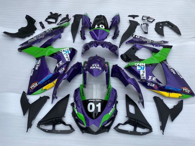 Suzuki GSXR 1000 Motorrad Verkleidung 2009-2016 - Lila Grun Schwarz Gelb 01