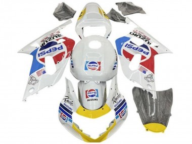 Suzuki GSXR 600 / GSXR 750 Motorrad Verkleidung 2001-2003 - Weiss Blau Rot Gelb Pepsi