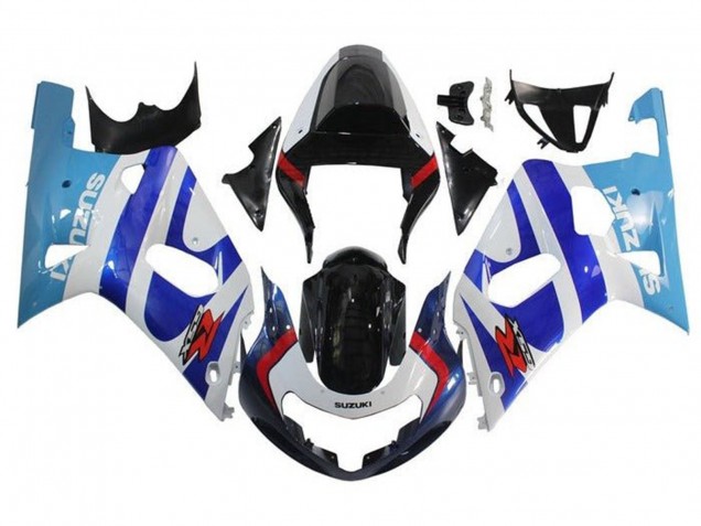 Suzuki GSXR 600 / GSXR 750 Motorrad Verkleidung 2001-2003 - Weiss Triple Blau Glanzendes Schwarz Rot