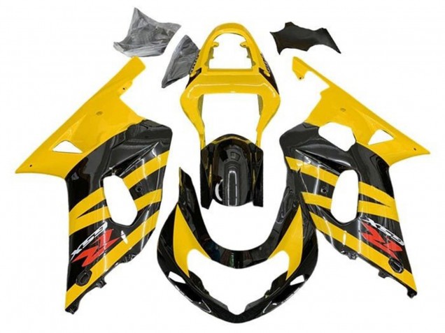 Suzuki GSXR 600 / GSXR 750 Motorrad Verkleidung 2001-2003 - Gelb Schwarz Streifen Rot