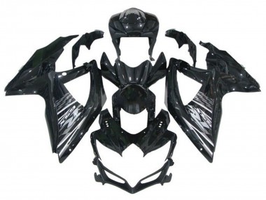 Suzuki GSXR 600 / GSXR 750 Motorrad Verkleidung 2008-2010 - Glanzendes Schwarz Grau