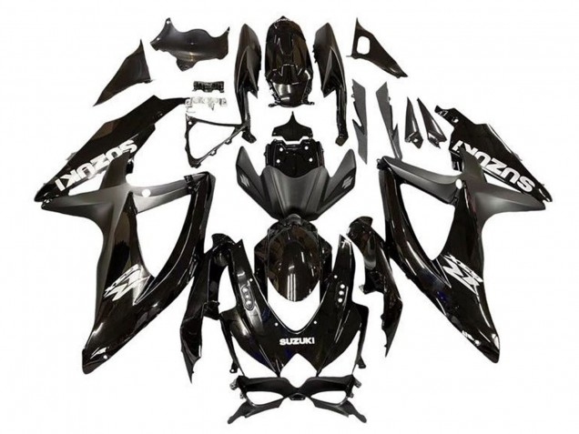 Suzuki GSXR 600 / GSXR 750 Motorrad Verkleidung 2008-2010 - Glanzendes Schwarz Matt Schwarz