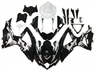 Suzuki GSXR 600 / GSXR 750 Motorrad Verkleidung 2008-2010 - Weiss Glanzendes Schwarz Leyla