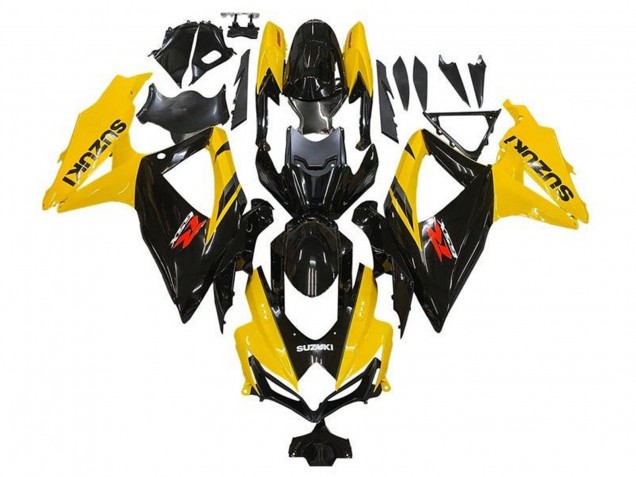 Suzuki GSXR 600 / GSXR 750 Motorrad Verkleidung 2008-2010 - Gelb Glanzendes Schwarz Rot