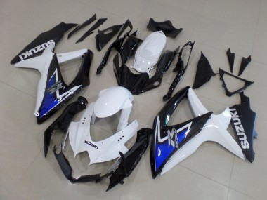 Suzuki GSXR 600 / GSXR 750 Motorrad Verkleidung 2008-2010 - Weiss Blau Glanzendes Schwarz