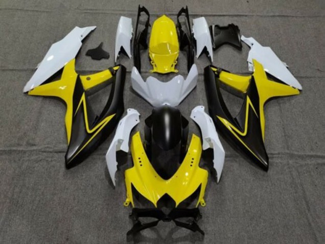 Suzuki GSXR 600 / GSXR 750 Motorrad Verkleidung 2008-2010 - Weiss Gelb Grau Schwarz