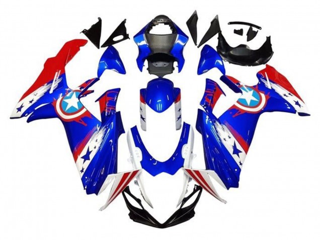 Suzuki GSXR 600 / GSXR 750 Motorrad Verkleidung 2011-2024 - Blau Weiss Rot Captain America