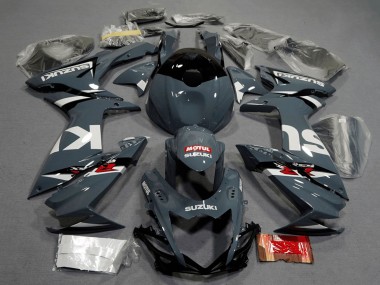 Suzuki GSXR 600 / GSXR 750 Motorrad Verkleidung 2011-2024 - Dunkel Nardo Grau Weiss Schwarz Rot Motul