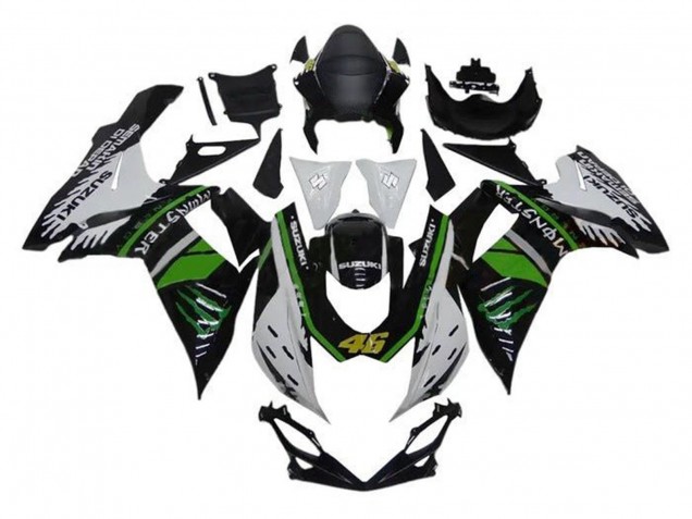 Suzuki GSXR 600 / GSXR 750 Motorrad Verkleidung 2011-2024 - Weiss Grun Schwarz Monster 46