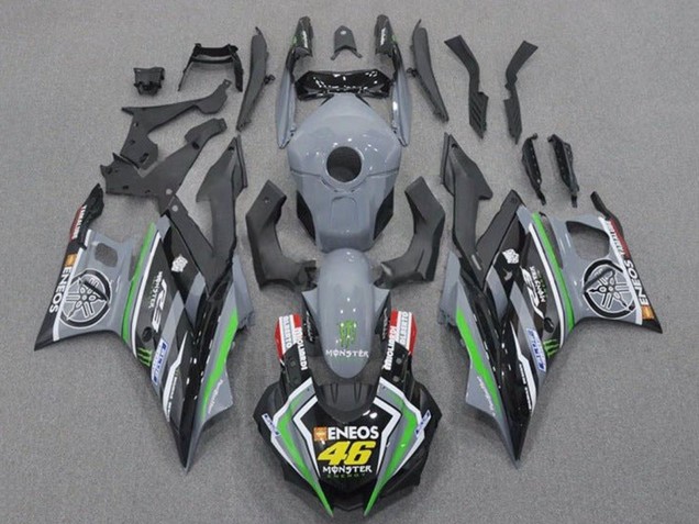 Yamaha YZF R3/R25 Motorrad Verkleidung 2019-2021 - Grau Schwarz Grun Schwarz ENEOS Monster 46