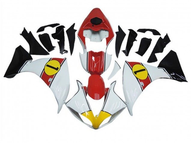 Yamaha YZF 1000 R1 Motorrad Verkleidung 2009-2011 - Weiss Rot Gelb Schwarz