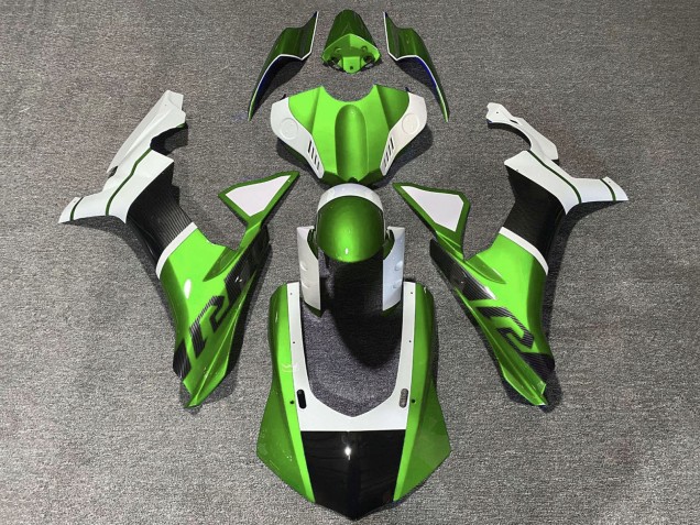 Yamaha YZF 1000 R1 Motorrad Verkleidung 2015-2019 - Weiss Grun Kunst Carbonfaser