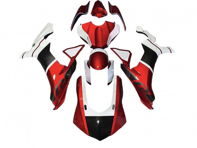 Yamaha YZF 1000 R1 Motorrad Verkleidung 2020-2025 - Weiss Rot Kunst Carbonfaser