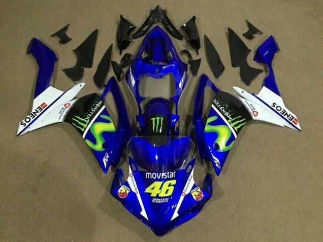 Yamaha YZF 1000 R1 Motorrad Verkleidung 2007-2008 - Blau Weiss Schwarz Grun MoviStar Monster ENEOS