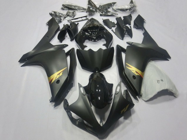 Yamaha YZF 1000 R1 Motorrad Verkleidung 2007-2008 - Glanzendes Schwarz Matt Schwarz Gold Aufkleber