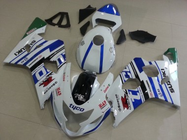 Suzuki GSXR 600 / GSXR 750 Motorrad Verkleidung 2004-2005 - Weiss Blau Schwarz Grun Tyco