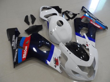 Suzuki GSXR 600 / GSXR 750 Motorrad Verkleidung 2004-2005 - Weiss Blau Rot Schwarz Motul