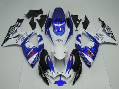 Suzuki GSXR 600 / GSXR 750 Motorrad Verkleidung 2006-2007 - Weiss Blau Schwarz Corona Extra Motul