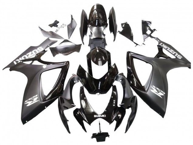 Suzuki GSXR 600 / GSXR 750 Motorrad Verkleidung 2006-2007 - Matt Schwarz Glanzendes Schwarz Weiss