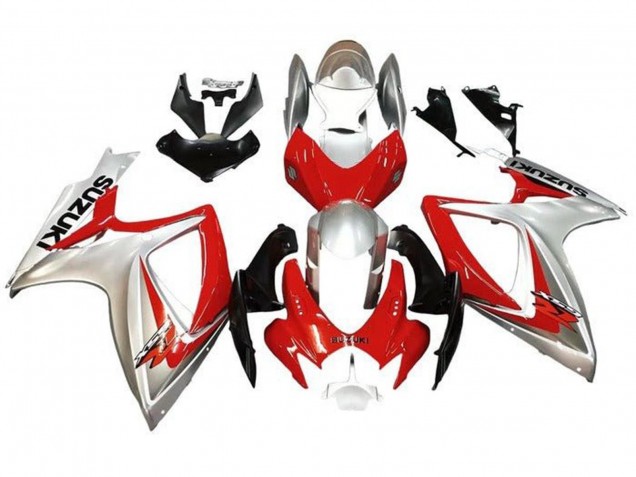 Suzuki GSXR 600 / GSXR 750 Motorrad Verkleidung 2006-2007 - Silber Rot Schwarz