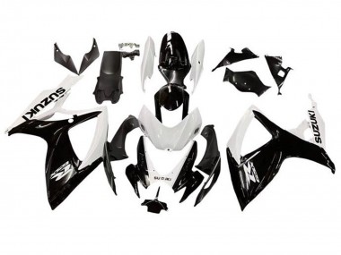 Suzuki GSXR 600 / GSXR 750 Motorrad Verkleidung 2006-2007 - Weiss Glanzendes Schwarz