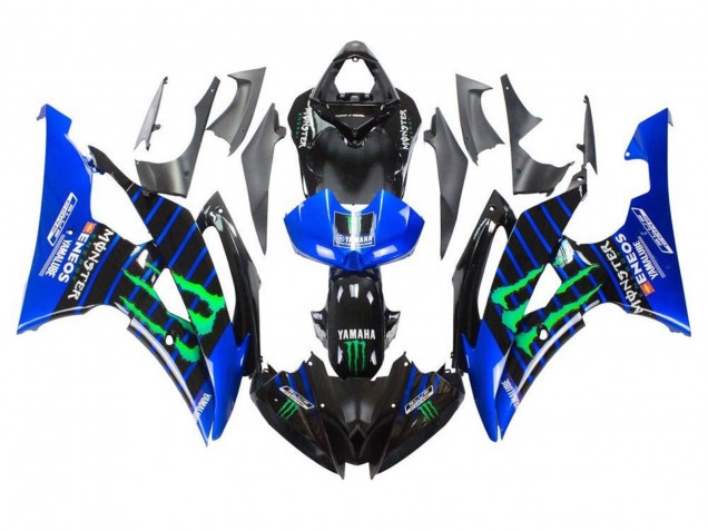 Yamaha YZF R6 Motorrad Verkleidung 2008-2016 - Blau Schwarz Grun Monster ENEOS Yamalube