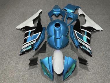 Yamaha YZF R6 Motorrad Verkleidung 2008-2016 - Weiss Blau Schwarz Streifen