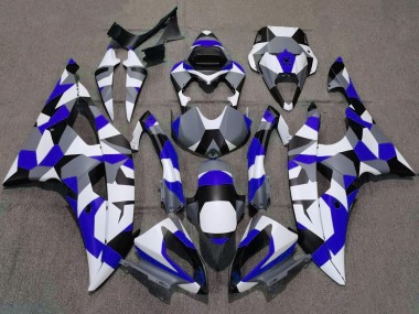 Yamaha YZF R6 Motorrad Verkleidung 2008-2016 - Weiss Blau Grau Schwarz Camouflage
