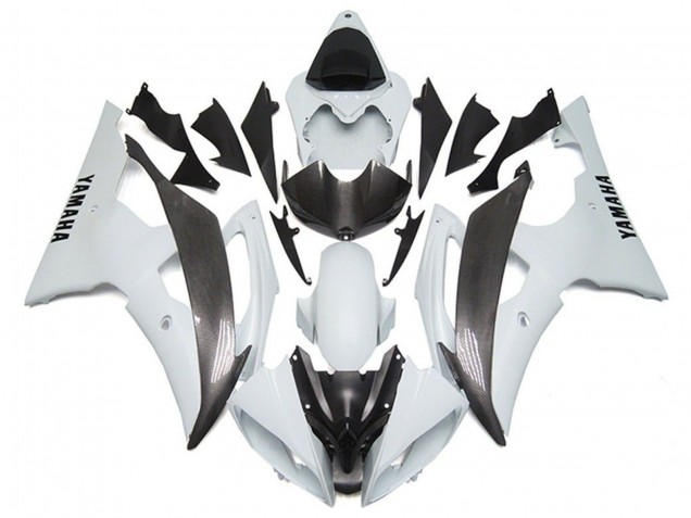 Yamaha YZF R6 Motorrad Verkleidung 2008-2016 - Weiss Kunst Carbonfaser Stil