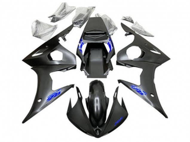 Yamaha YZF R6 Motorrad Verkleidung 2005 - Matt Schwarz Blau