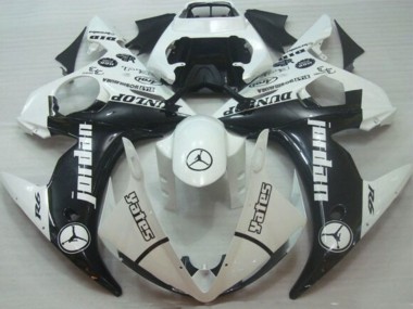 Yamaha YZF R6 Motorrad Verkleidung 2005 - Weiss Glanzendes Schwarz Jordan Dunlop
