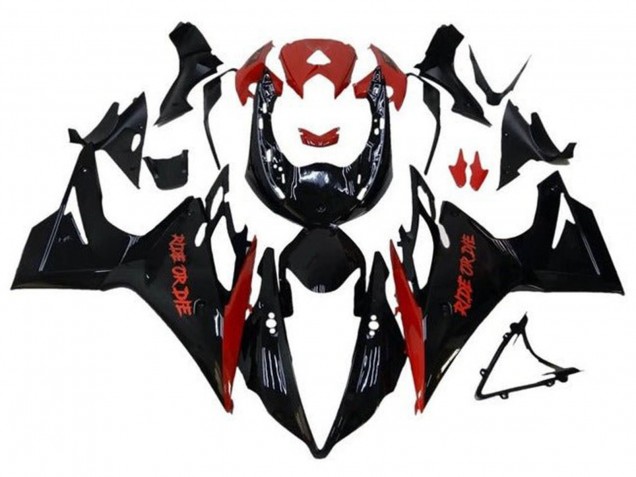 Triumph Daytona 675 Triple Motorrad Verkleidung 2013-2016 - Glanzendes Schwarz Rot Ride or Die