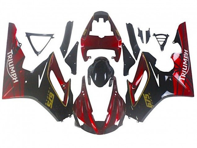 Triumph Daytona 675 Triple Motorrad Verkleidung 2009-2012 - Rot Glanzendes Schwarz