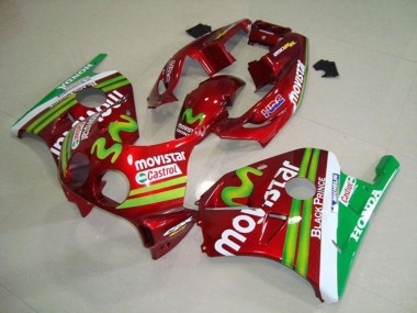 Honda CBR250RR MC22 Motorrad Verkleidung 1990-1998 - Rot Weiss Grun MoviStar