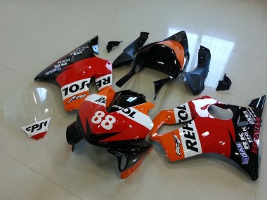 Honda CBR600 F4i Motorrad Verkleidung 2001-2003 - Orange Weiss Rot Glanzendes Schwarz Rennen Repsol 88