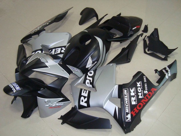Honda CBR600RR Motorrad Verkleidung 2005-2006 - Matt Schwarz Silber Repsol