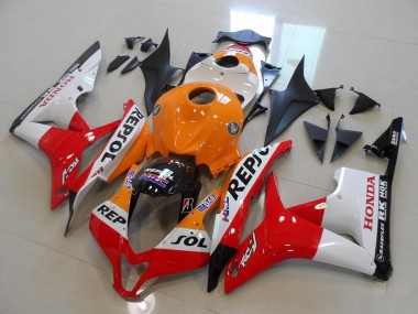 Honda CBR600RR Motorrad Verkleidung Kit 2007-2008 - Orange Weiss Rot Glanzendes Schwarz Repsol