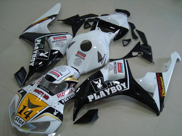 Honda CBR1000RR Motorrad Verkleidung 2006-2007 - Weiss Gelb Glanzendes Schwarz Denso Playboy 14