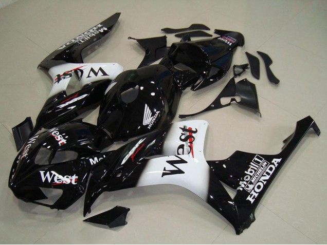 Honda CBR1000RR Motorrad Verkleidung 2006-2007 - Glanzendes Schwarz Weiss West