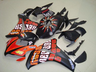 Honda CBR1000RR Motorrad Verkleidung 2008-2011 - Matt Schwarz Orange Rossi Repsol 46