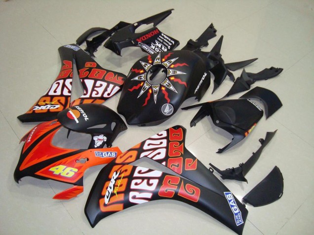 Honda CBR1000RR Motorrad Verkleidung 2008-2011 - Matt Schwarz Orange Rossi Repsol 46