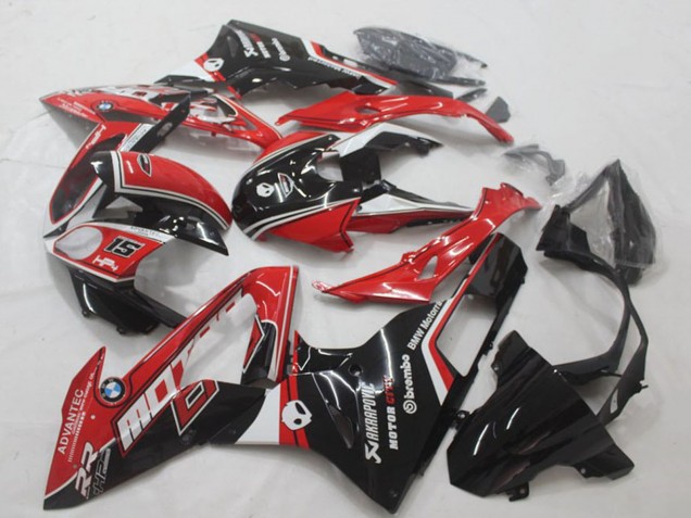 BMW S1000RR Motorrad Verkleidung 2015-2016 - Weiss Rot Glanzendes Schwarz