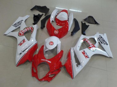 Suzuki GSXR 1000 Motorrad Verkleidung 2007-2008 - Weiss Rot Lucky Strike